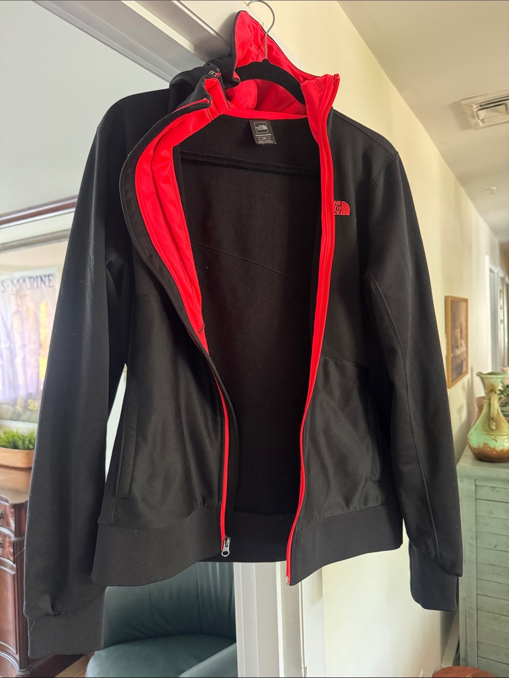 The North Face Black Bomber Jacket with Red Interior Trim